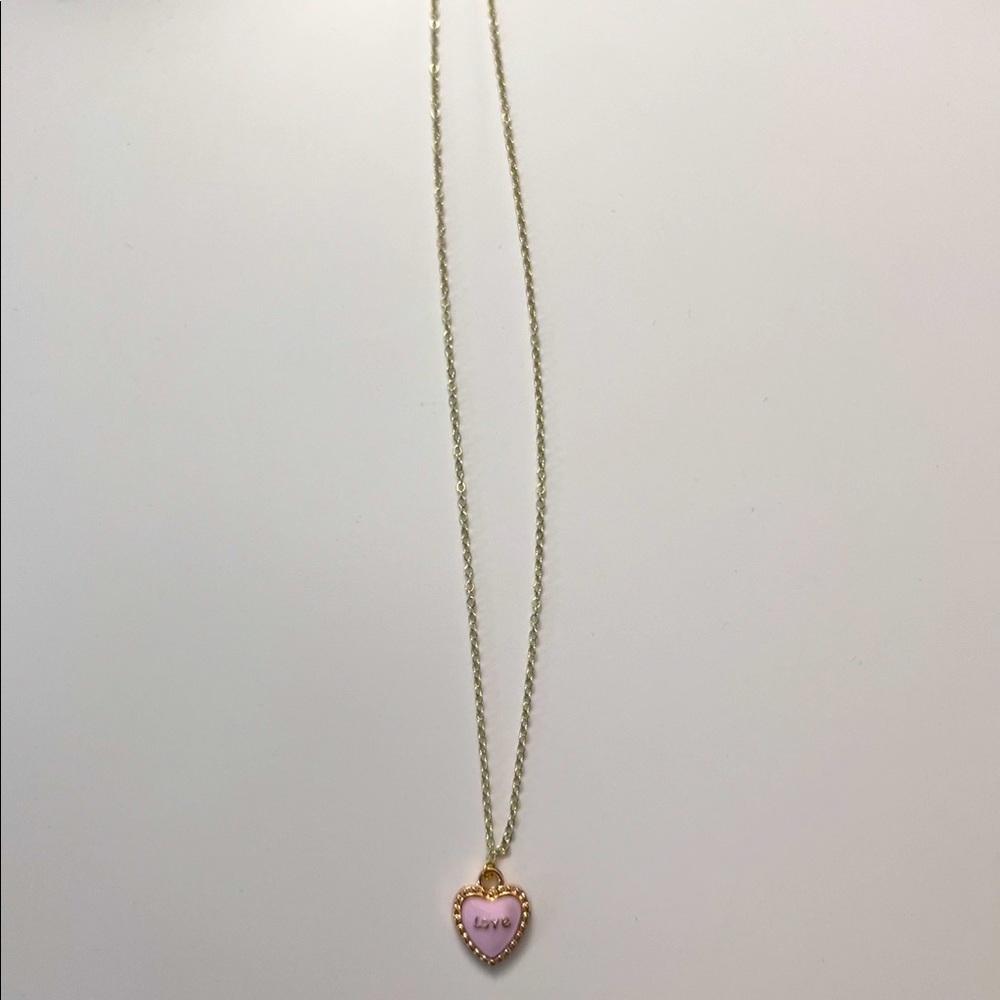 Pink “love” heart necklace